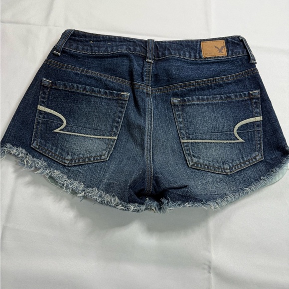 American Eagle Outfitters Blue Jean Shorts with Frayed Hem - Picture 2 of 5